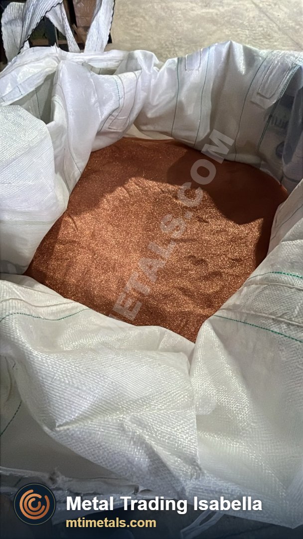 Crushed copper in a big bag